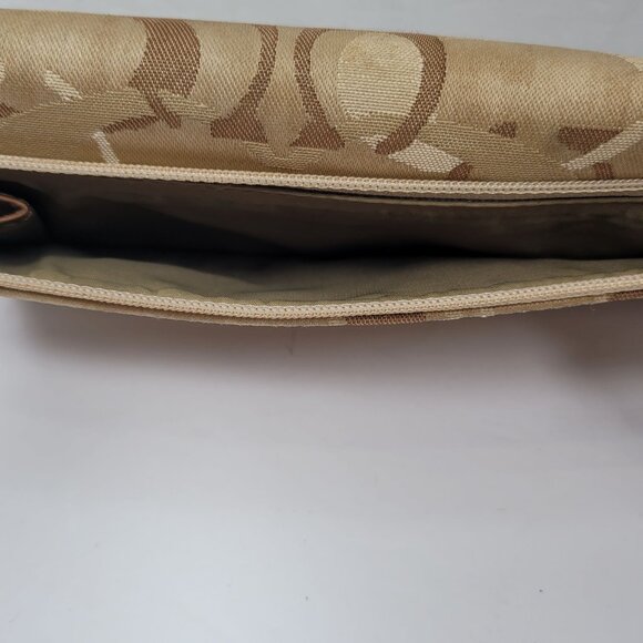 Coach Signature Beige & Brown Leather Bifold Wallet - Picture 7 of 10